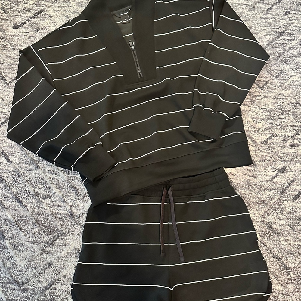 Black Striped Athletic Short set
